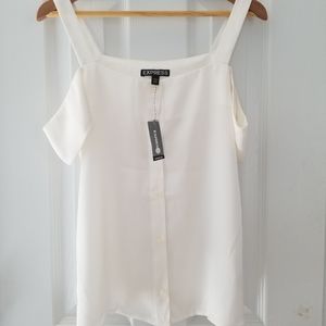 New Express Satin Cold Shoulder Top Size XXS